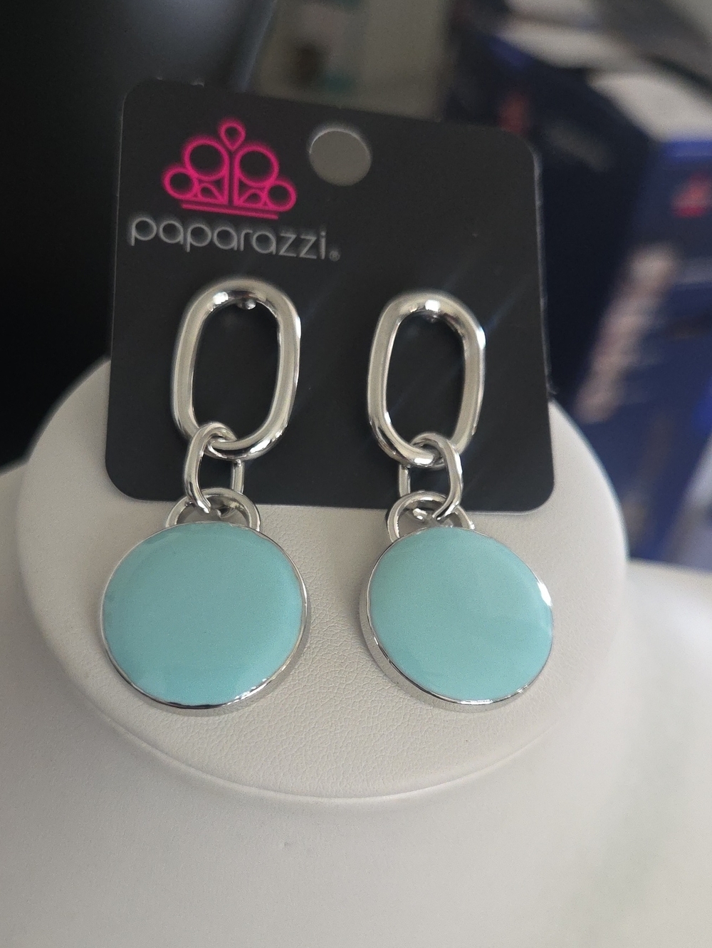 Paparazzi Drop A Tint Blue Post Earrings NWT